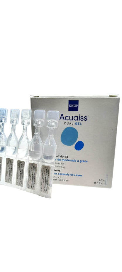 ACUAISS DUAL GEL EN MONODOSIS 20 x 0.35 para el alivio de la sequedad ocular moderada y severa. Aclaran tus ojos al instante con larga duración